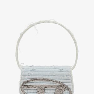 1DR denim shoulder bag with rhinestone D logo