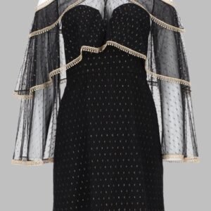 ABITO CON CAPPA IN TULLE PLUMETIS