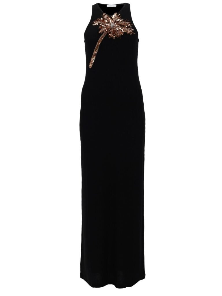 ABITO CON DETTAGLIO PALMA IN PAILLETTES