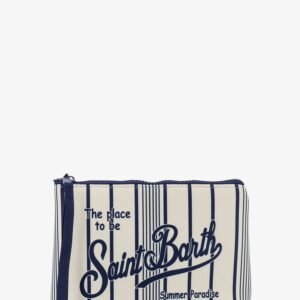 Aline scuba clutch with striped pattern
