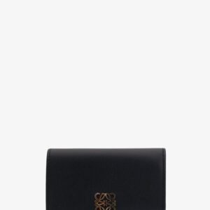 Anagram leather wallet with front logo