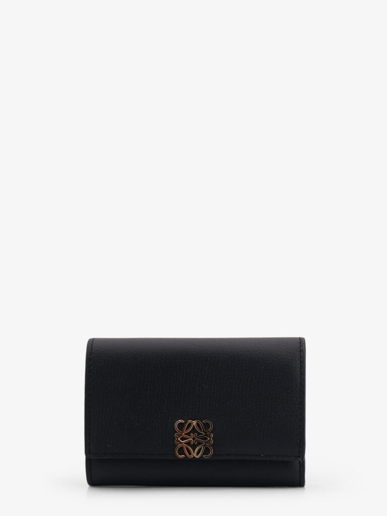 Anagram leather wallet with front logo