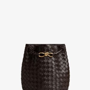 Andiamo Bucket leather crossbody bag with Intrecciato Pattern