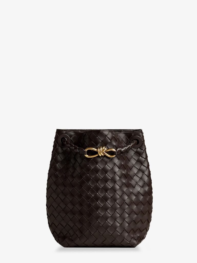 Andiamo Bucket leather crossbody bag with Intrecciato Pattern