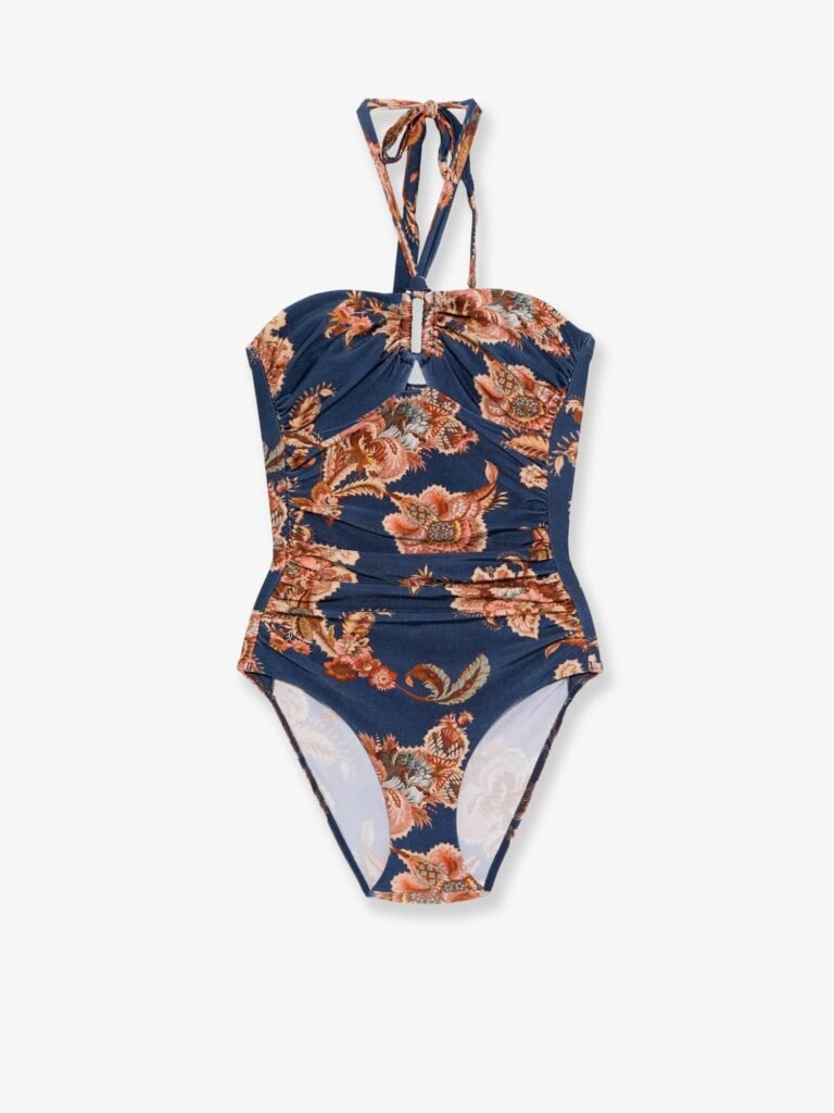 Aster nylon one piece swimsuit with paisley print
