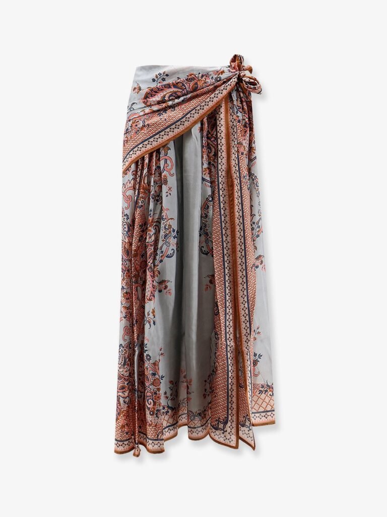 Aster silk midi skirt with paisley print