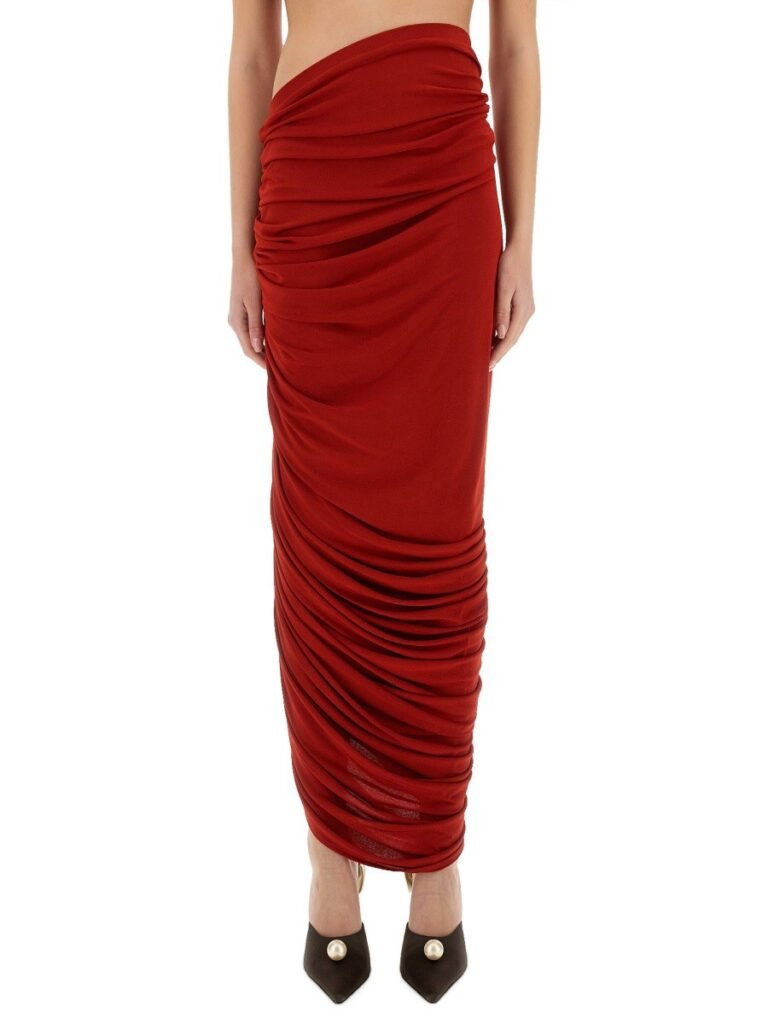 ASYMMETRICAL DRAPED MIDI SKIRT