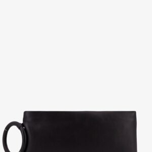Aura leather clutch bag with lettering logo on the front