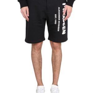 BERMUDA SHORTS WITH GRAFFITI LOGO PRINT