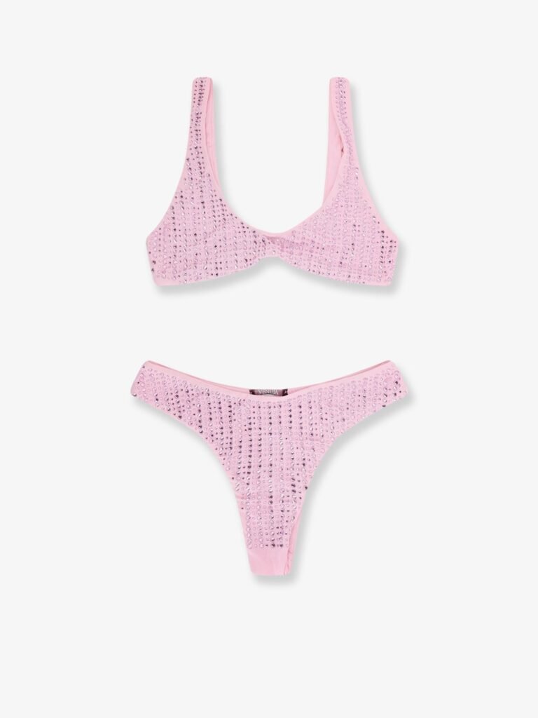 Bikini in nylon con strass all-over