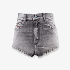 Blue denim shorts with a destroyed effect