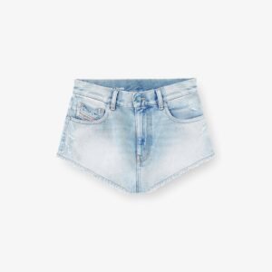Blue denim shorts with destroyed effect