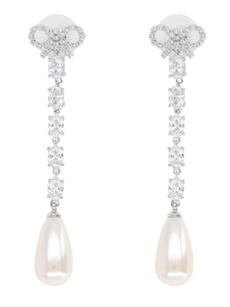 "BOW PEARL DROPLET" EARRINGS