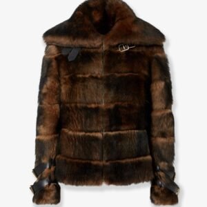 Brown backed sheepskin and nappa jacket