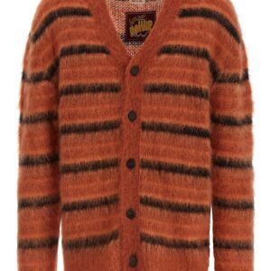 Brushed striped cardigan