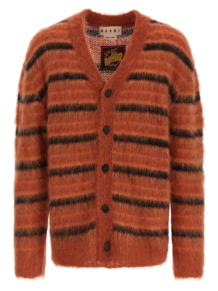 Brushed striped cardigan