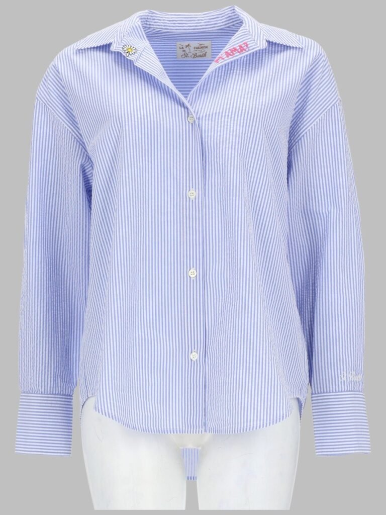 CAMICIA A RIGHE CON RICAMO