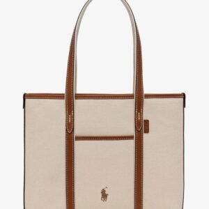 Canvas shoulder bag with embroidered logo on the front