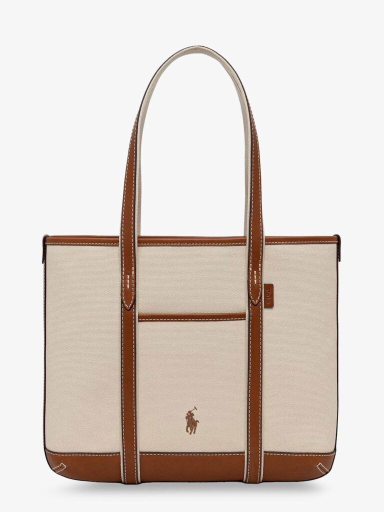 Canvas shoulder bag with embroidered logo on the front