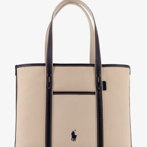 Canvas shoulder bag with embroidered logo on the front