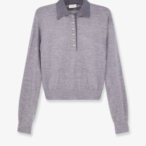Cashmere and silk polo shirt with embroidery logo on the front