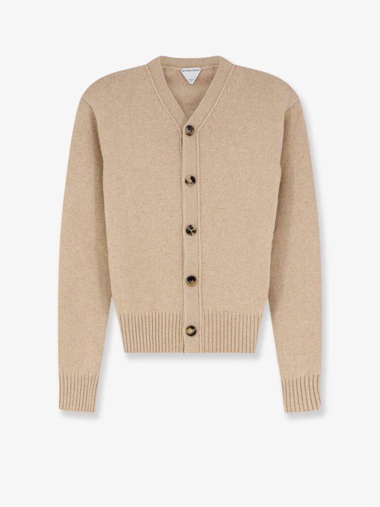 Cashmere blend cardigan with Intrecciato logo patch