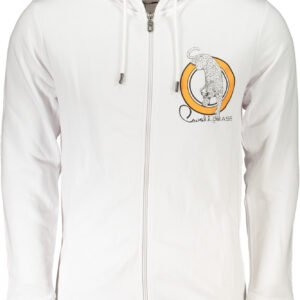 CAVALLI CLASS MEN'S WHITE ZIP SWEATSHIRT