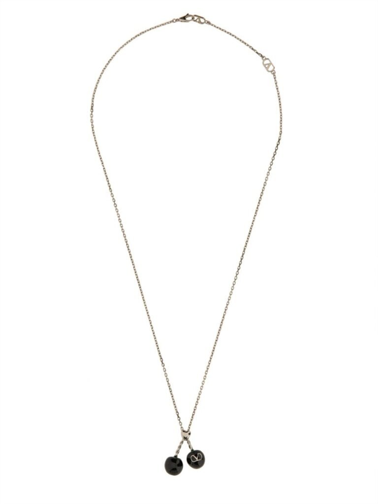 CHEZ VALENTINO METAL AND ENAMEL NECKLACE