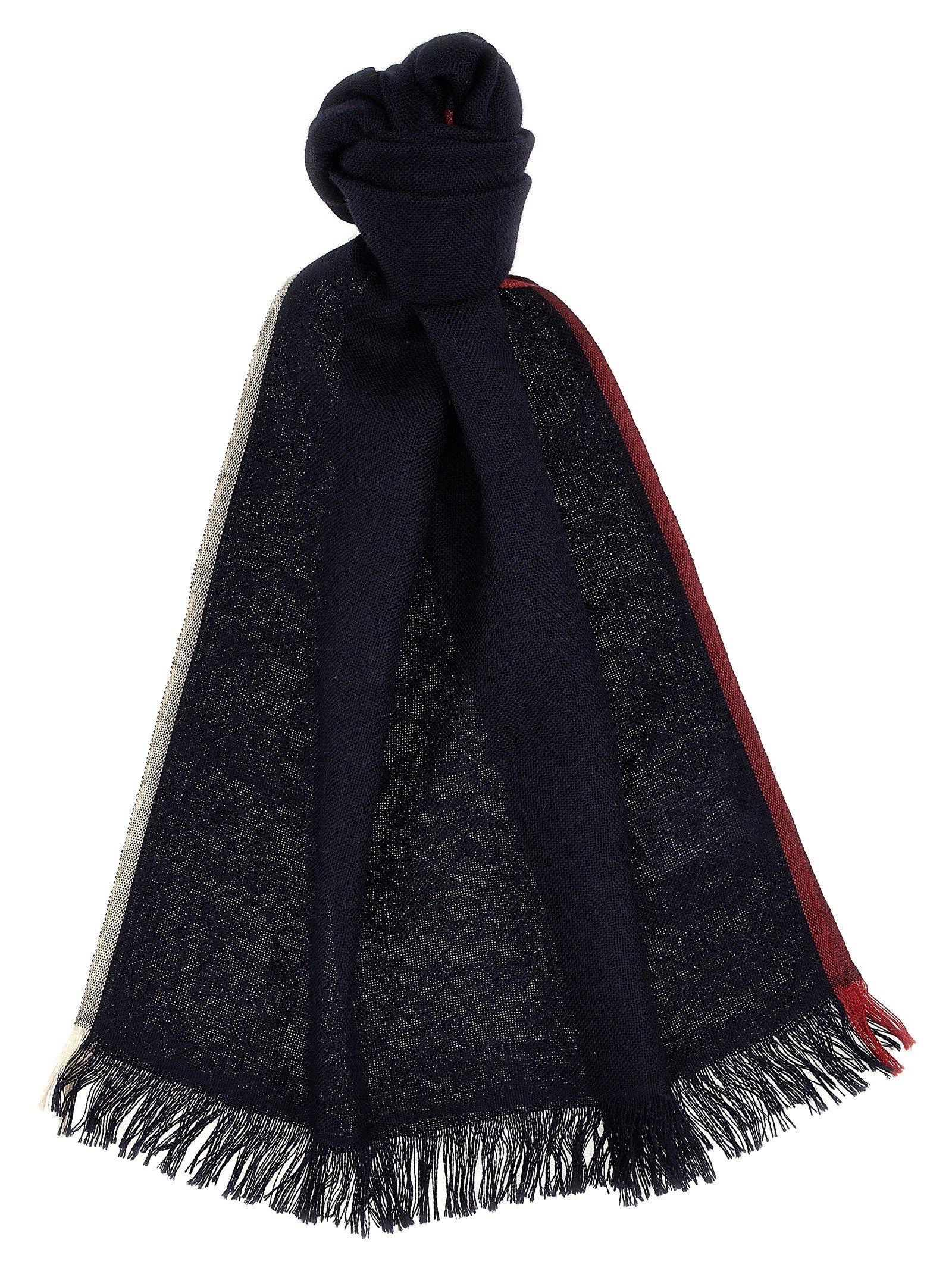 Contrast border scarf – Blue – U