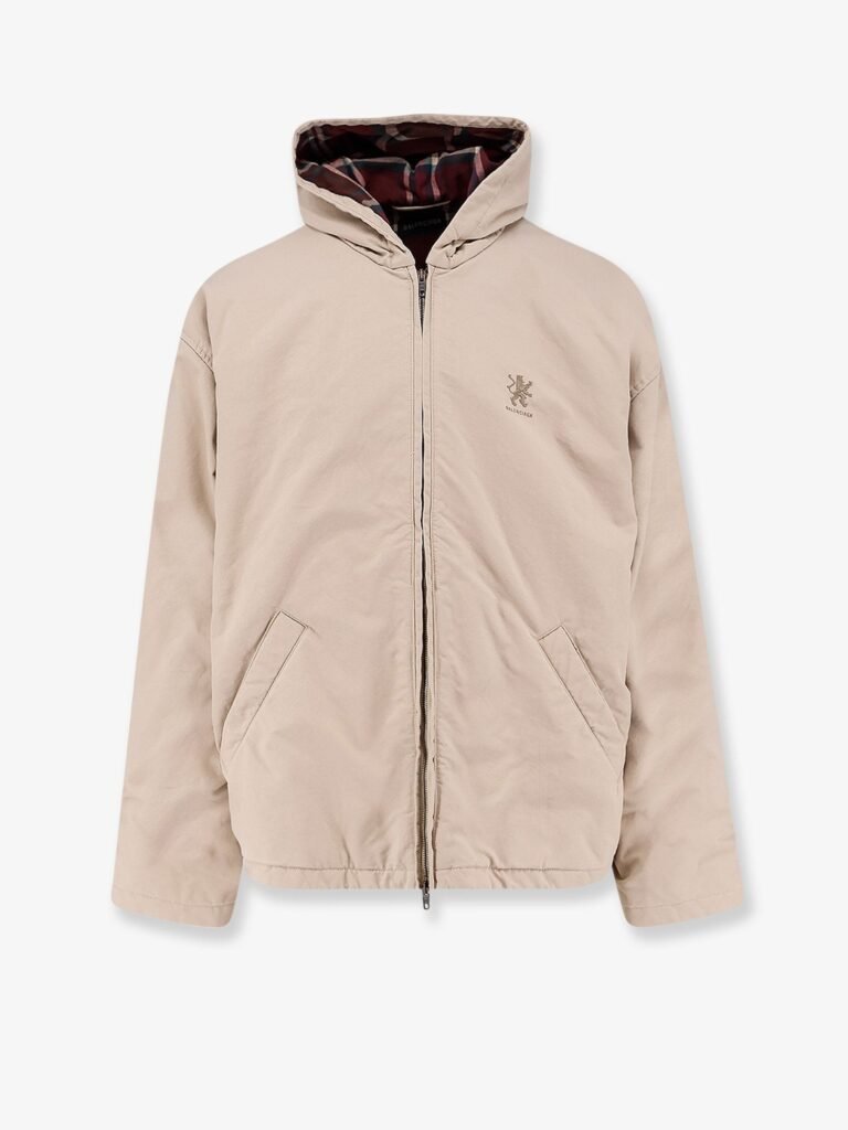 Cotton blend jacket with embroidered logo on the front