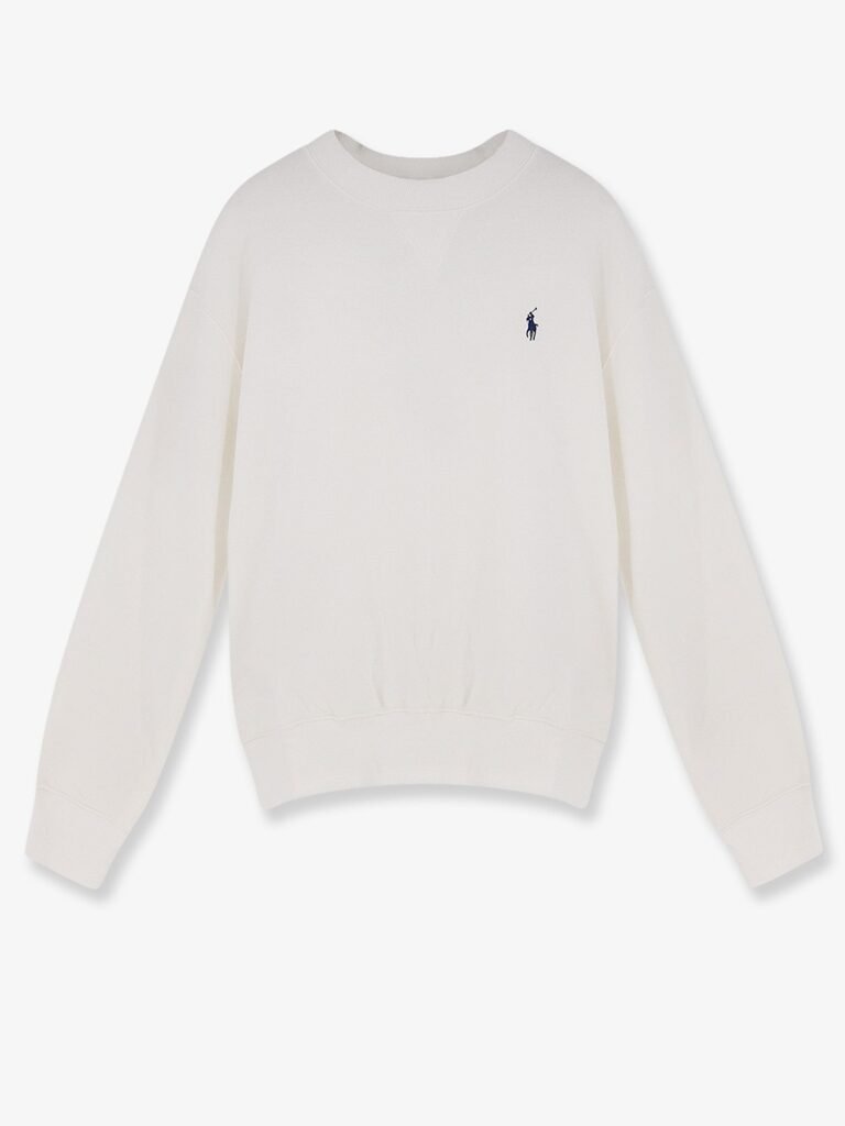 Cotton blend sweater with embroidered logo on the front