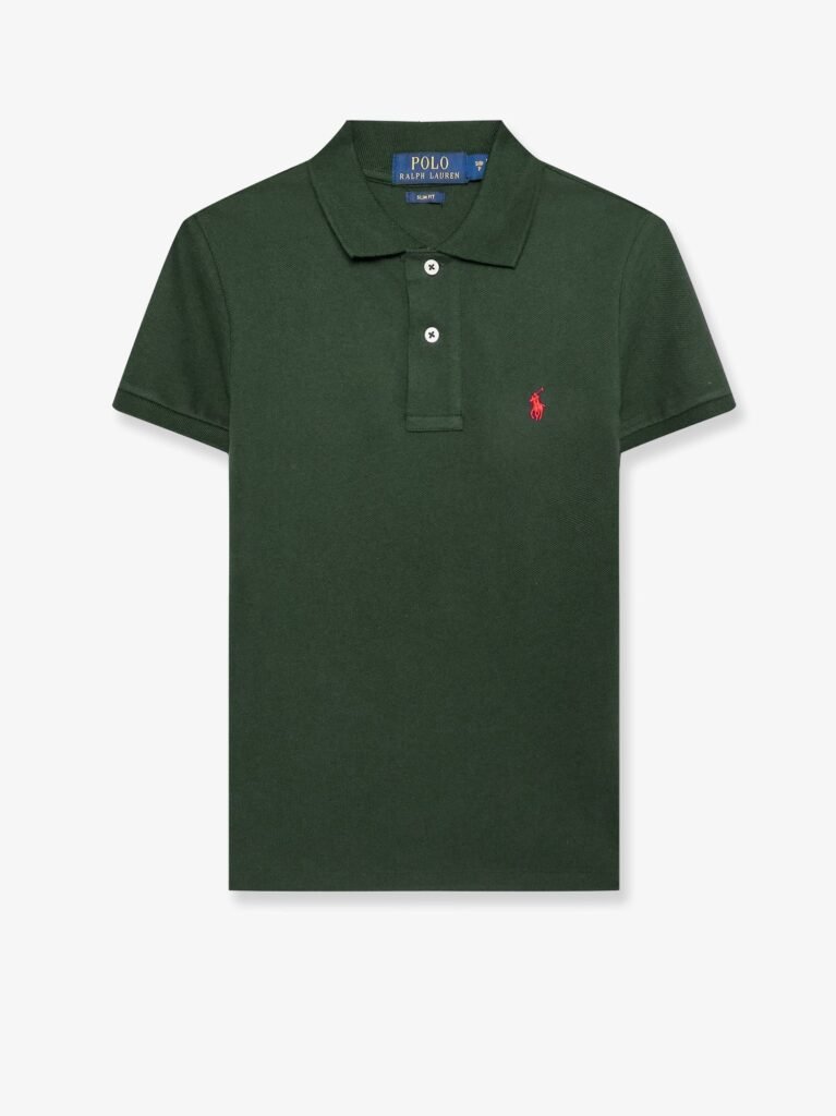 Cotton polo shirt with embroidered logo on the front
