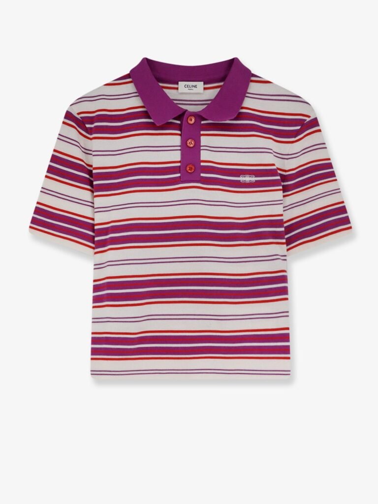 Cotton polo shirt with striped pattern