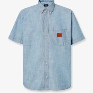 Cotton shirt with denim effect