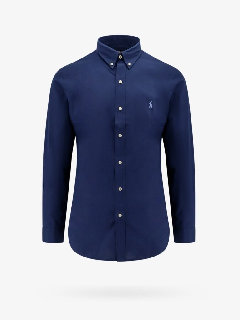 Cotton shirt with front embroidered logo