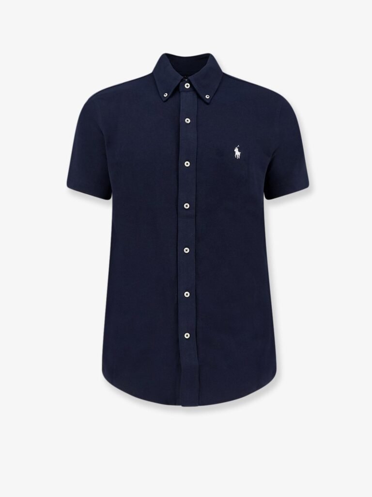 Cotton shirt with front embroidered logo