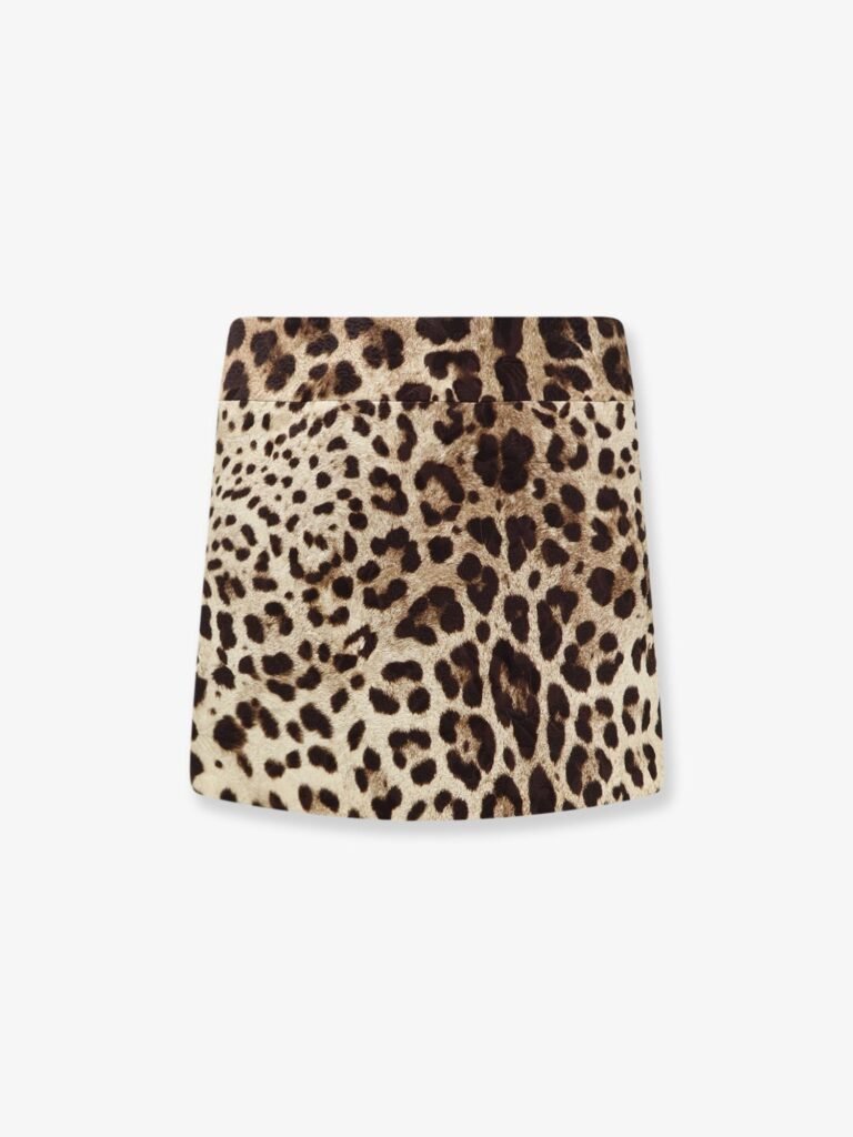 Cotton, silk and viscose mini skirt with animal motif