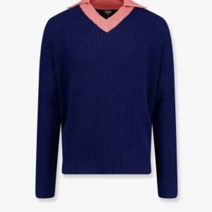 Cotton sweater with contrasting collar
