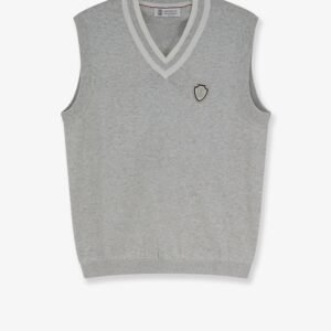 Cotton vest with front logo patch