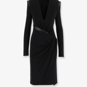Crepe mini dress with V-neckline