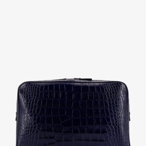 Croco print leather laptop pouch