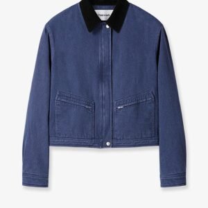 Crop fit blue denim jacket