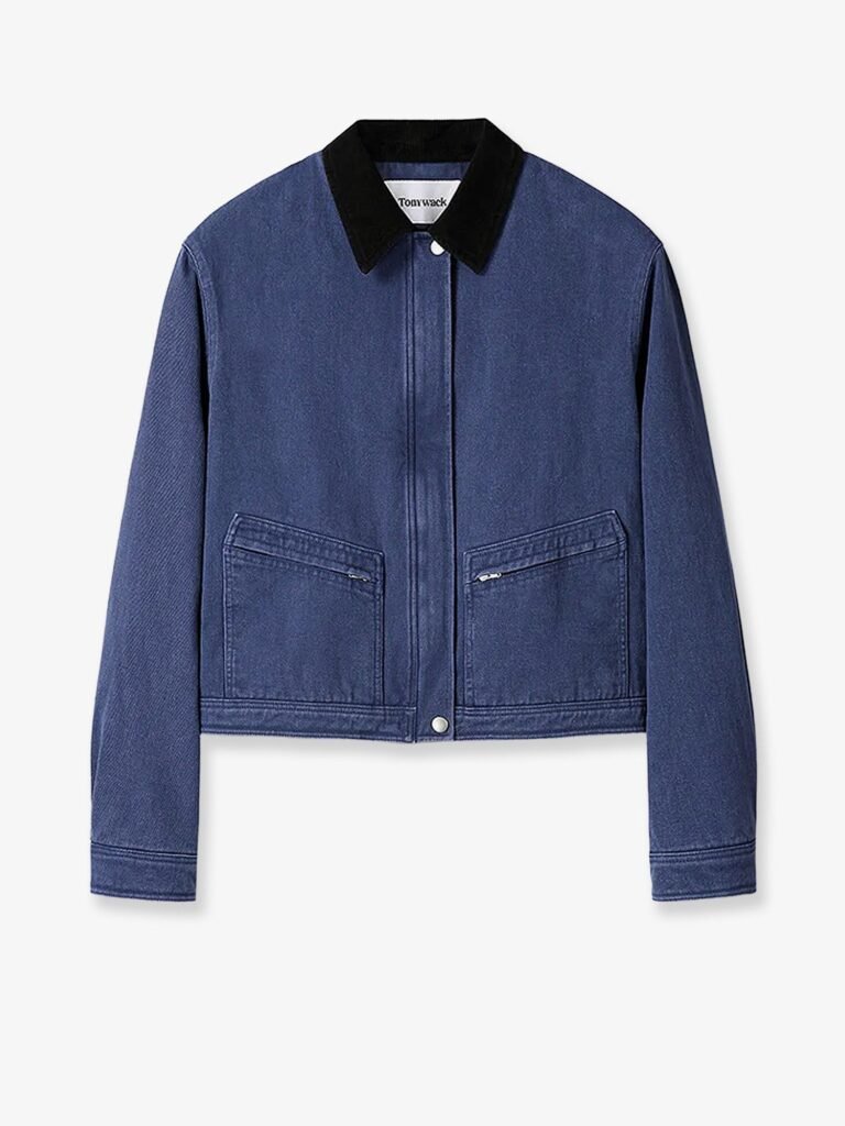 Crop fit blue denim jacket