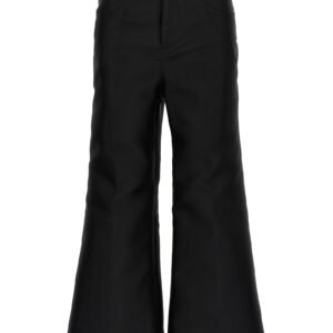 Cropped silk blend pants
