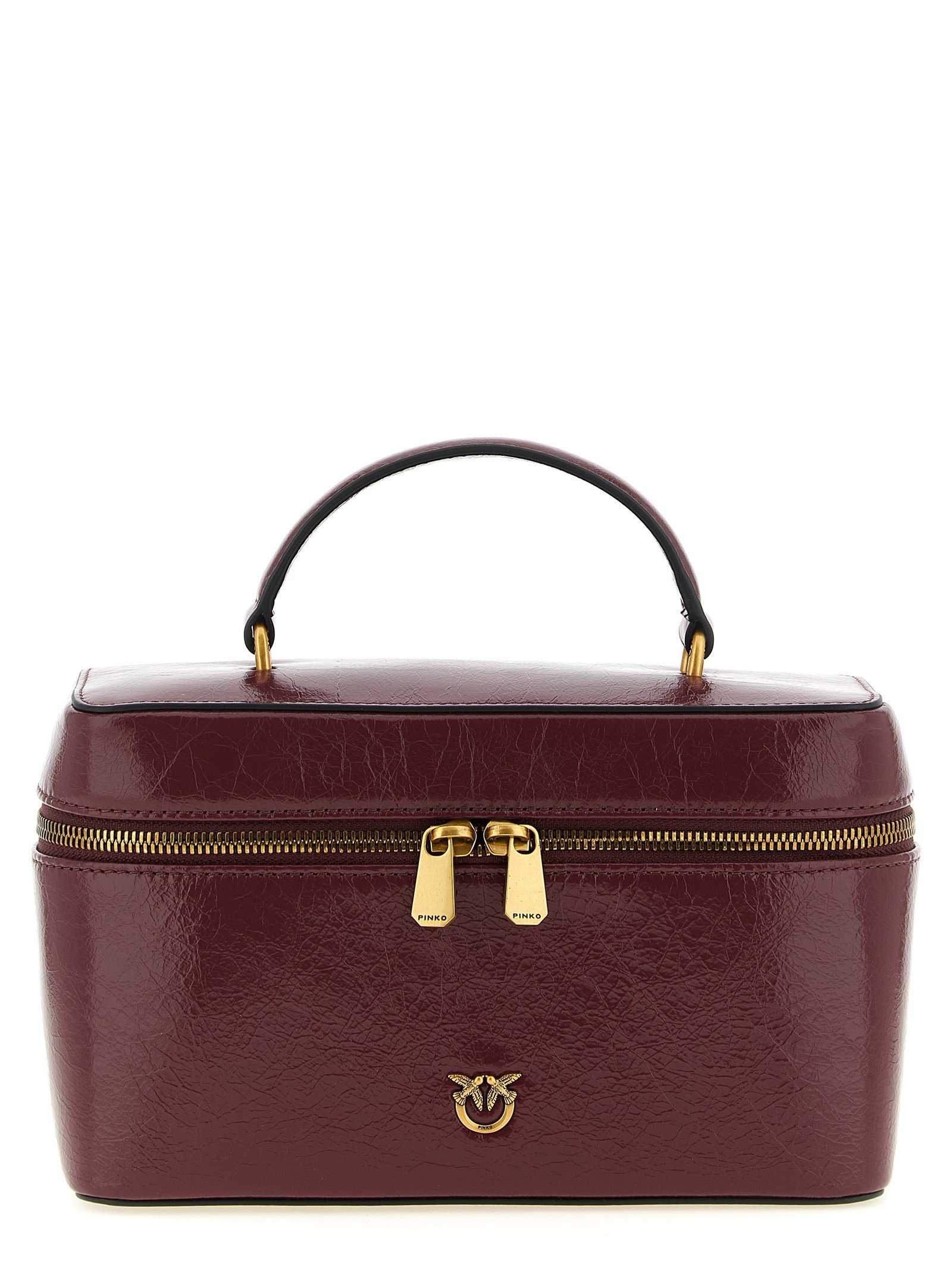 Crumpled effect leather handbag