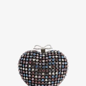 Crystal heart clutch bag
