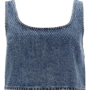 DENIM CROP TOP WITH RHINESTONES