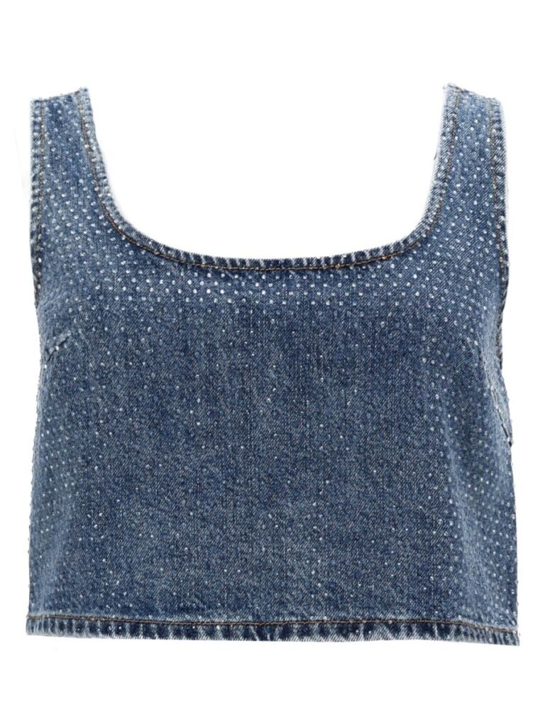DENIM CROP TOP WITH RHINESTONES