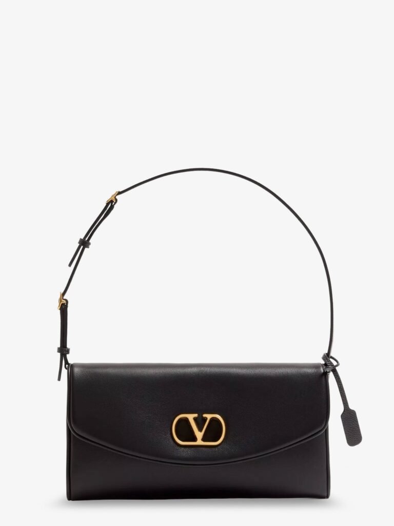 DeVain Leather Shoulder Bag with Metal VLogo Signature