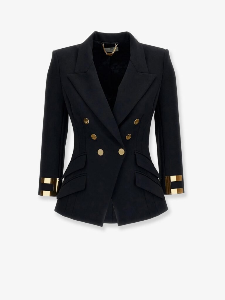 Double-breasted blazer with Monogram gold metal details